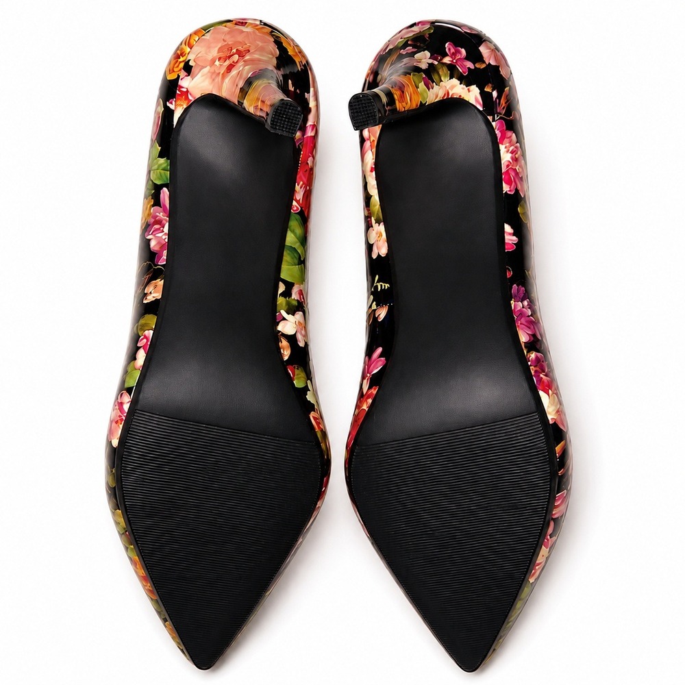143 Girl Owanda Pumps Womens Size 8 Black Floral Pointed Toe Stiletto Heels - Picture 6 of 8